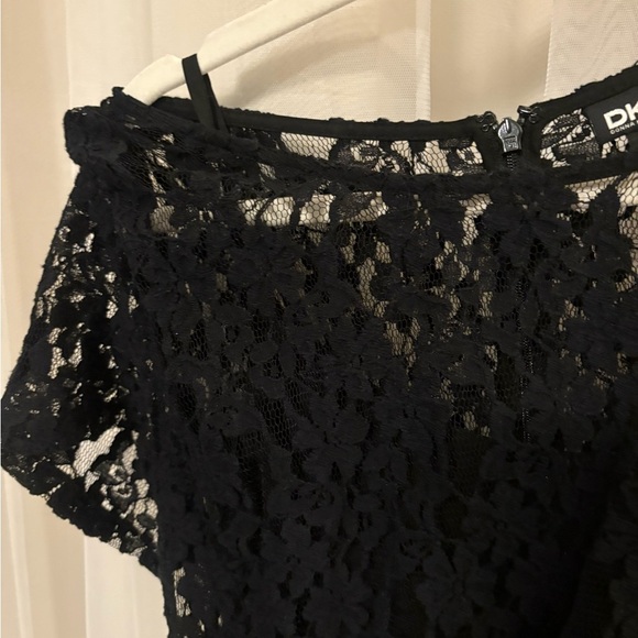 DKNY Black Lace Overlay Dress – Size 10 - Picture 5 of 9